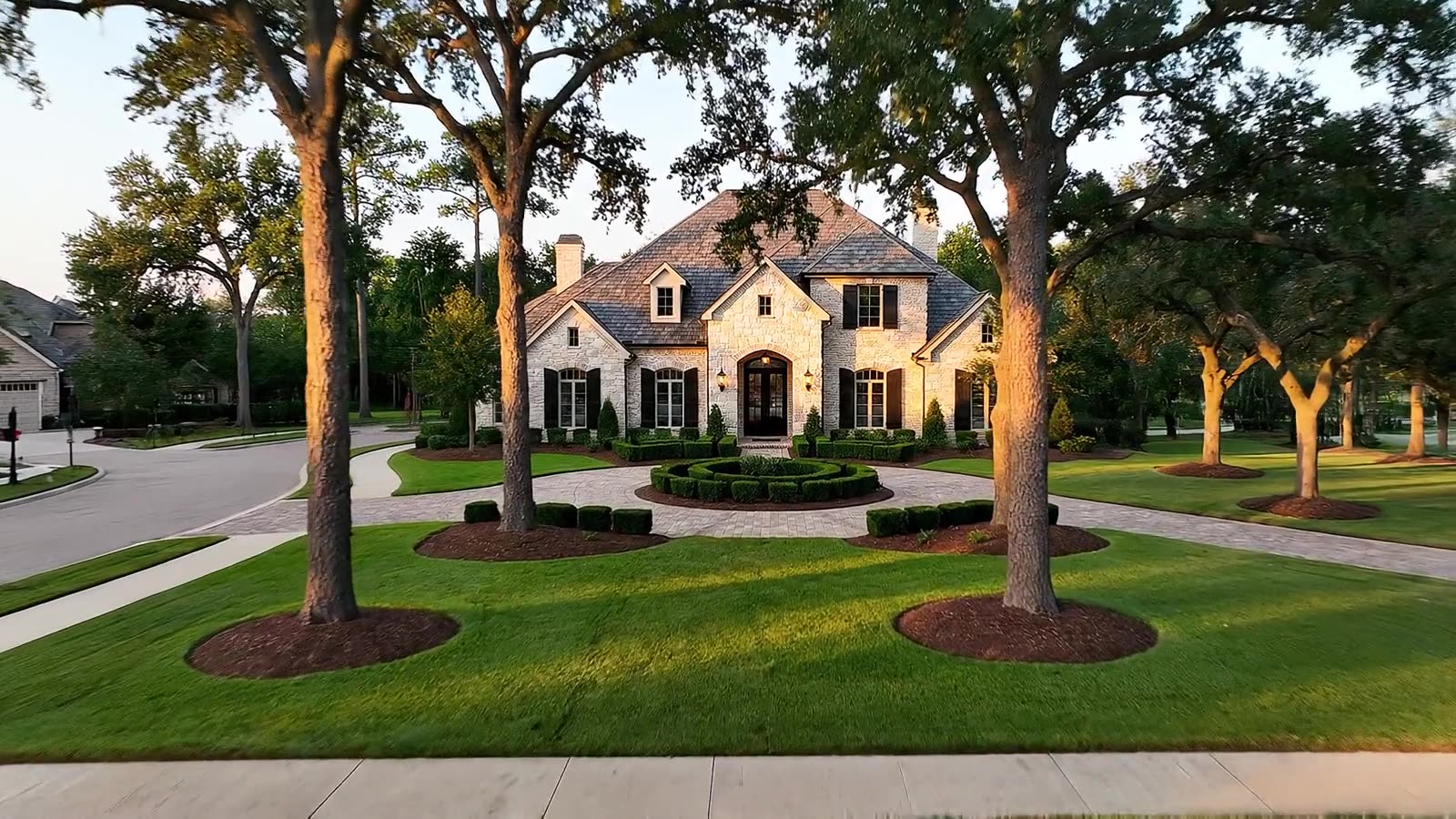 A traditional luxury home on a tree-lined North Houston street