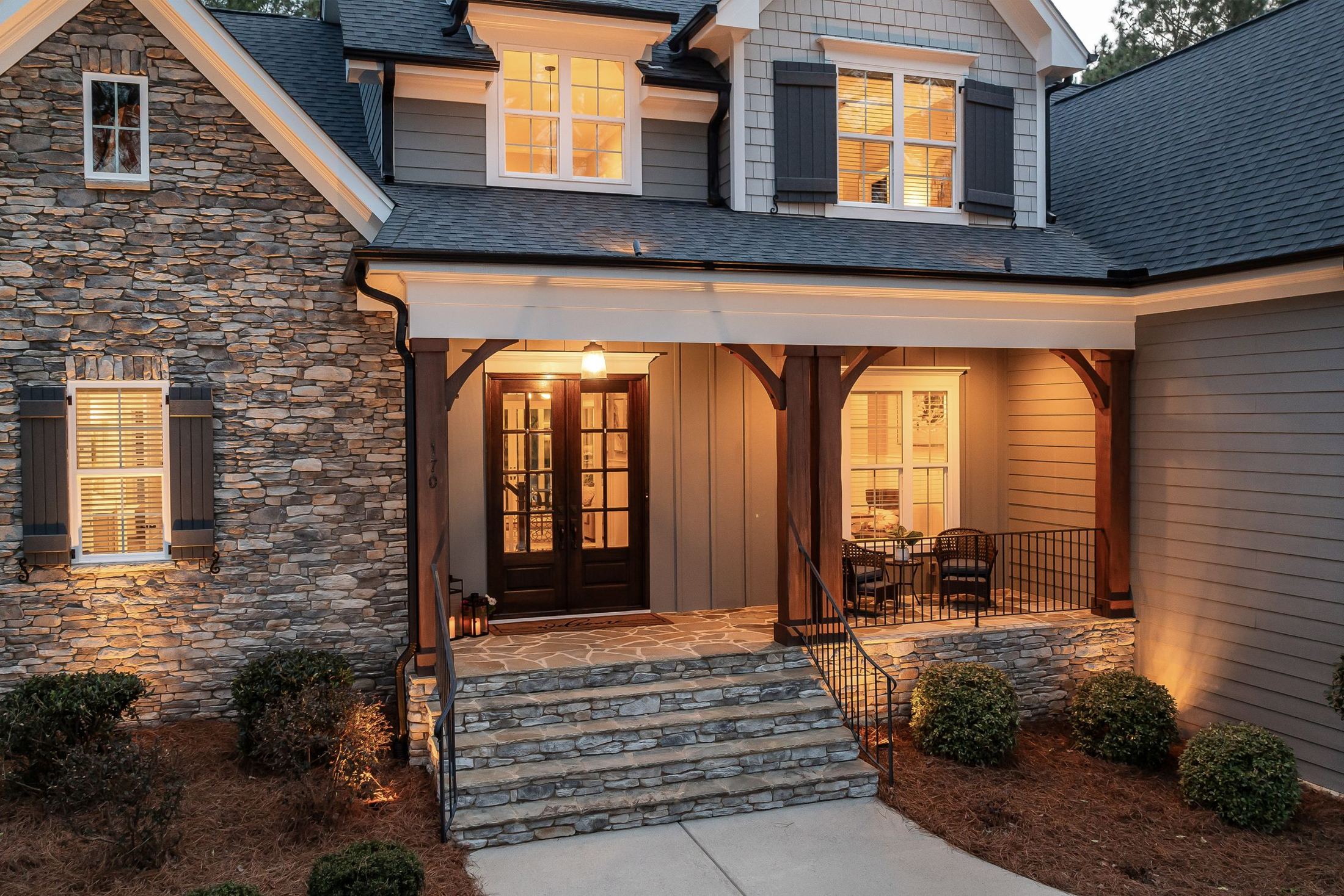 A North Houston home at dusk